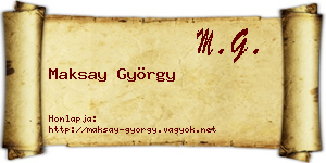 Maksay György névjegykártya